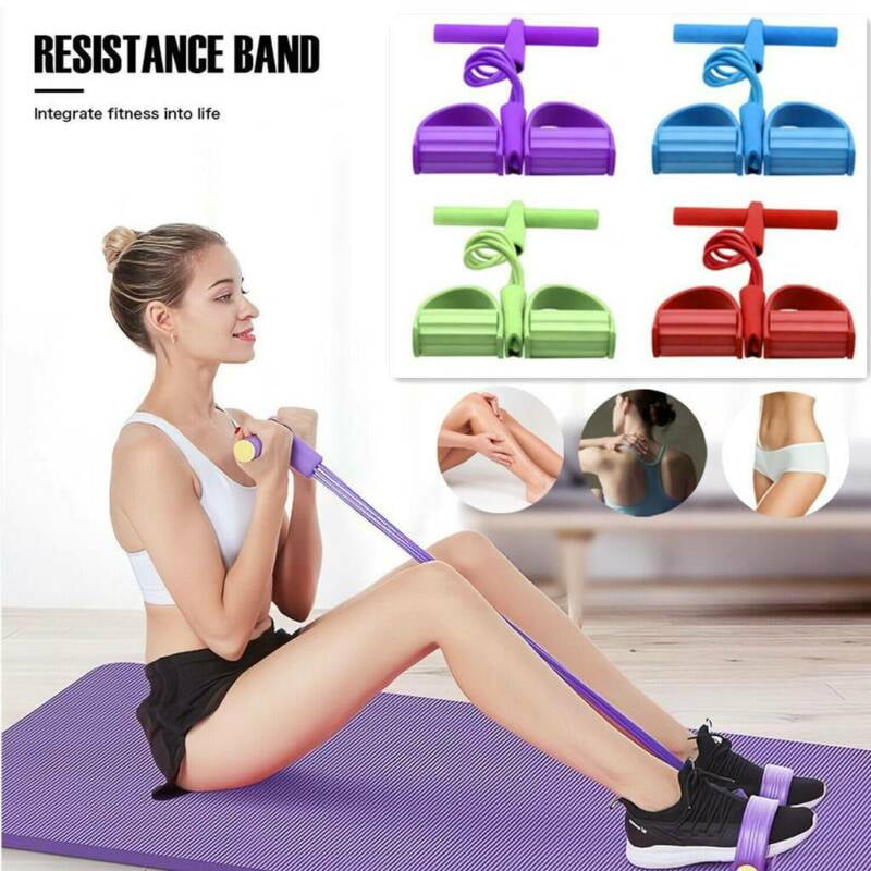 4-Tube Foot Pedal Pull Rope Resistance Yoga Exercise Sit-up Fitness Equipment 