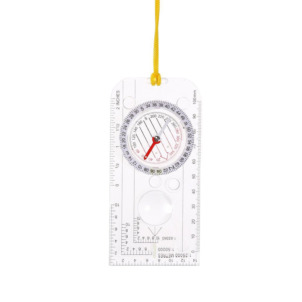 Outdoor Camping Hiking Orienteering Scouts Baseplate Map Compass Ruler 