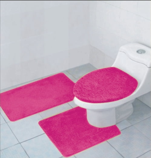3pcs Toilet Seat Cover Washable Pad Bathroom Mat Set Soft Flamingo Print #5 