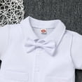 thumbnail image 3 of Ibtom Castle Baby Boy Baptism Outfit Christening Outfits Formal Suit Onesie Jumpsuit Overall Romper & Vest & Bowtie Wedding Tuxedo Gentleman Birthday Clothes Set 9-12 Months White-Short Sleeve, 3 of 8