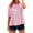 Pink, variant on 2026 Cotton Blend Elbow Sleeve Crewneck Tee Loose Fit Texture Casual Ruched Elegant Tops for Women Trendy Outdoor Shirts