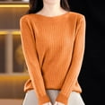 thumbnail image 2 of Annhoo Women's Long Sleeve Sweaters Fall Winter Fashion Knit Loose Crewneck Undreshirts Casual Comfy Outfits, 2 of 3