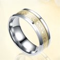 thumbnail image 2 of PAMTIER Men's 8mm Stainless Steel Piano Staff Wedding Luminous Ring Personalized Couple Music Note Band Glow in The Dark Gold Size 7, 2 of 6