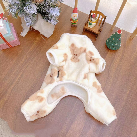 Pet Clothes Dog Cat Fall/winter Double-sided Velvet Warm Four-legged Home Clothes Teddy Bear Small Dog Clothes White