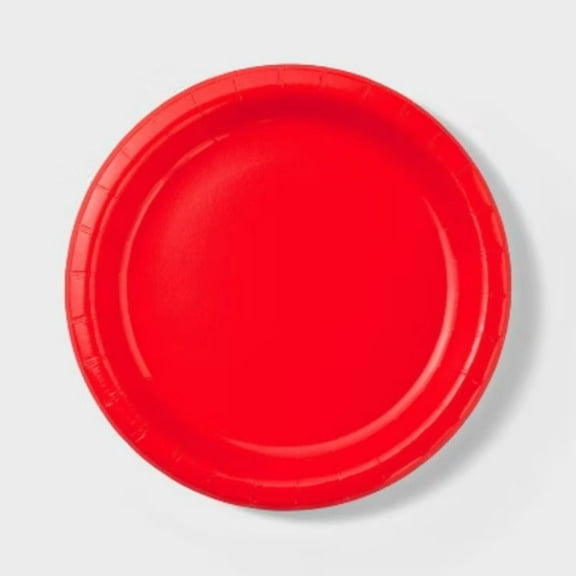 20ct 8.5" Disposable Dinner Plates Red