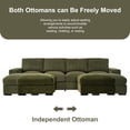thumbnail image 6 of Sectional Sofa Deep Seat Sofa Couch with Ottomans, Corduroy Sofa Sleeper Comfy Upholstered Furniture for Living Room, Apartment, Office, (4-Seat & 2-Ottoman, Beige), 6 of 19