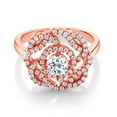 thumbnail image 2 of Gem Stone King 18K Rose Gold Plated Silver Round White Topaz Flower Blossom Ring for Women (1.63 Cttw, Gemstone November Birthstone, Size 9), 2 of 4