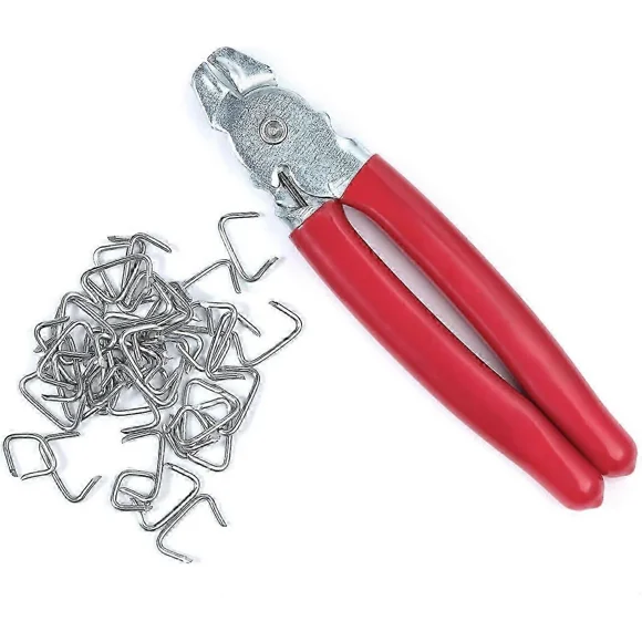 Straight Hog Ring Pliers Set & 200pcs Galvanized Hog Rings for Various Uses