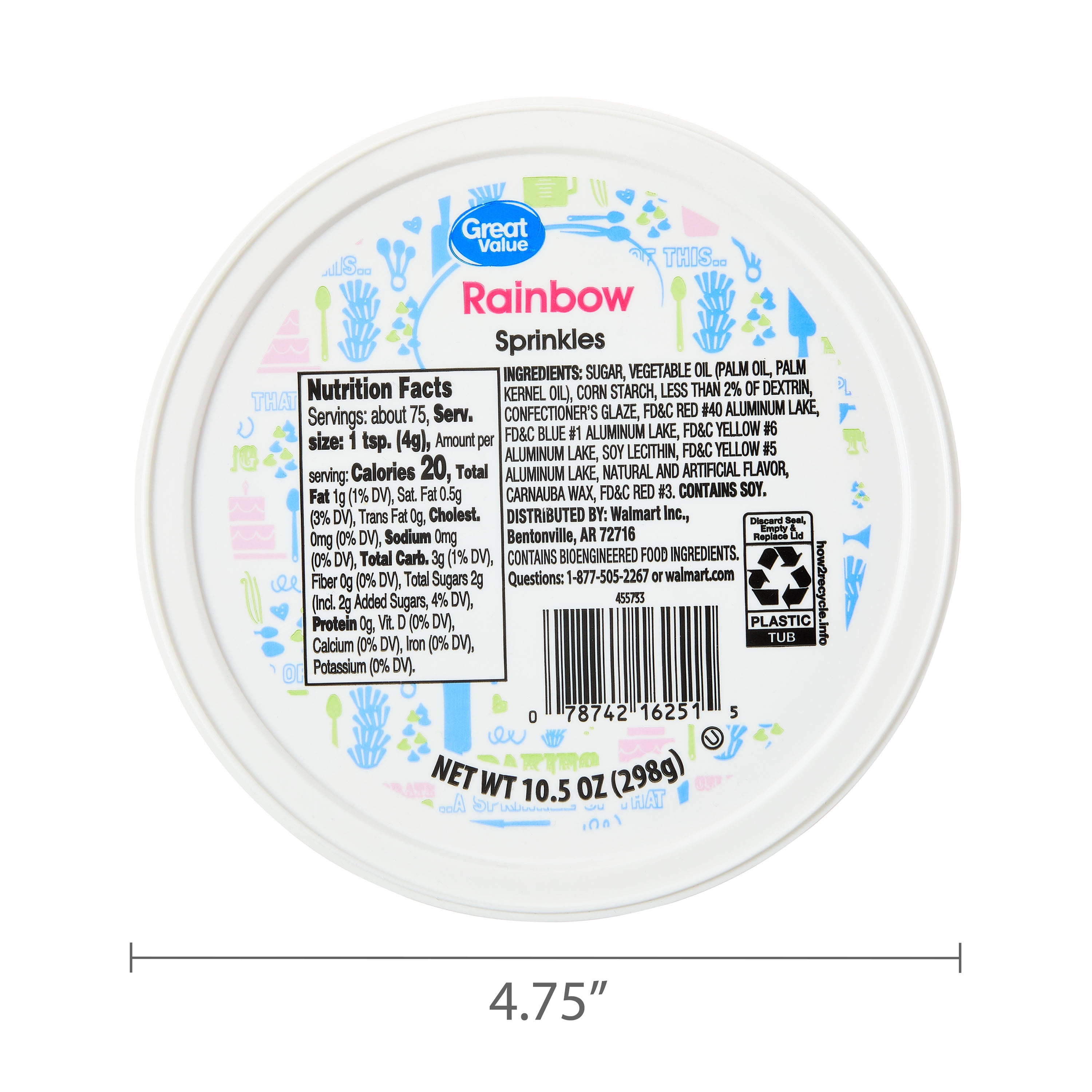 Great Value Rainbow Sprinkles, 10.5 oz