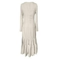 thumbnail image 5 of Women's Maxi Dress Long Dress Long Sleeve Western Style Button Front Gathered Detail Sexy Dress for Spring Fall,Beige,L, 5 of 6