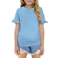 thumbnail image 1 of Mgmyaa T-Shirt à Manches Courtes pour Filles, Manches à Volants Mignonnes, Col Rond, Blouse d'Été Décontractée, 1 of 5