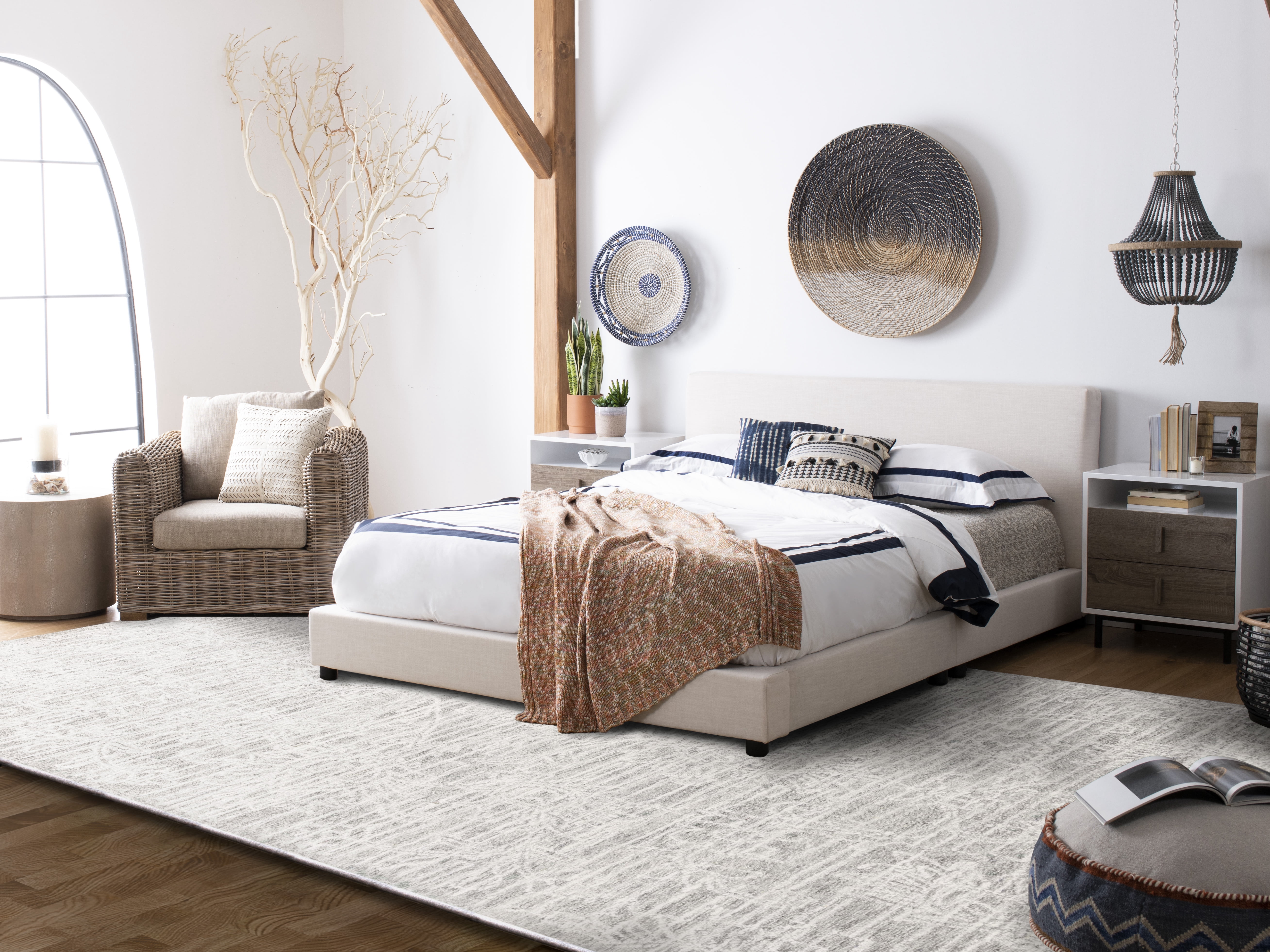 SAFAVIEH Roslyn Olivia Abstract Area Rug, Light Grey/Ivory, 8' x 10'