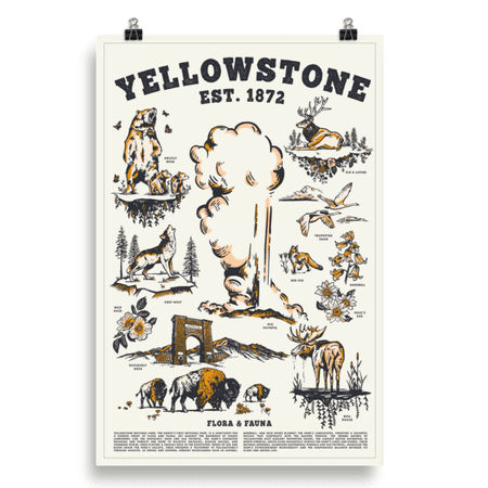 Yellowstone National Park Vintage Travel Poster, Poster Only
