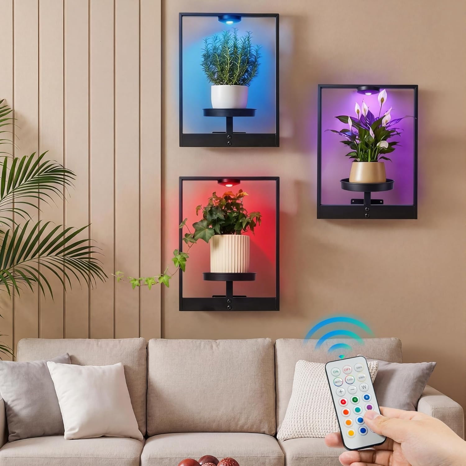 3 Pack Hanging Planters for Indoor Plants,Picture Frame Wall Plant Holder Metal Modern Style Floating Plant Hanger Stand for Living Room Window Balcony Garden Patio Bedroom Entryway