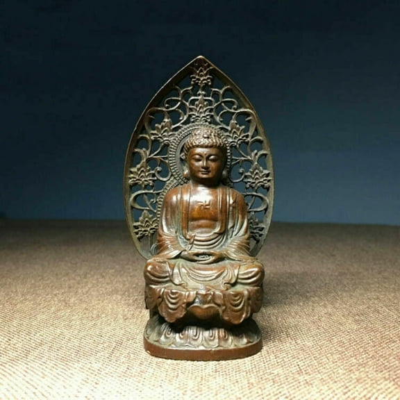 Handcrafted Bronze Buddha Statue Buddhist Altar Decor Meditation Collectible Sakyamuni Amitabha