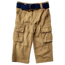 Infant & Toddler Boys Gray Cargo Elastic Waist Pants With Adjustable Belt