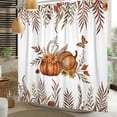 thumbnail image 4 of Fall Pumpkin Pine Floral Shower Curtain,Polyester Waterproof Bathroom Decor Set With Hooks,72 W x72 H Inch, 4 of 7