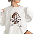 thumbnail image 4 of miqiqism Sweatshirt for Women Football Bow Print Hoodie Juniors Round Neck Long Sleeve Hooded Long Sleeves Pullover Tunic Hoodies,White,Large, 4 of 4
