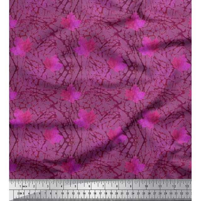 Soimoi Viscose Chiffon Fabric Texture & Autumn Leaves Print Fabric by Yard 42 Inch Wide