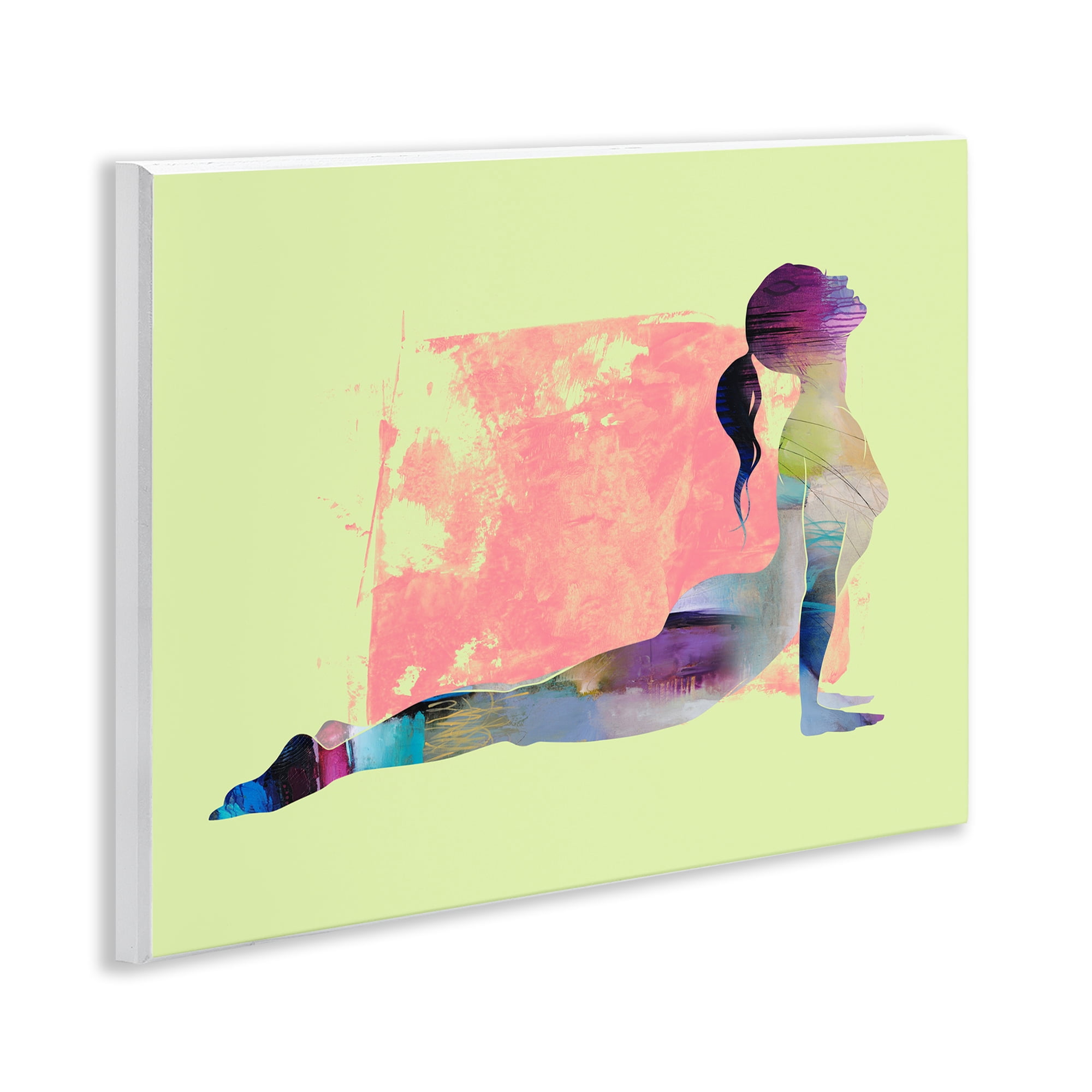 Stupell Industries Yoga Pose on Yellow People Painting Unframed Art Print Wall Art, 14 x 11