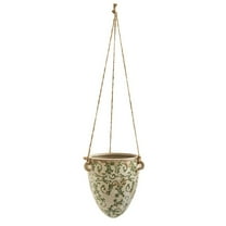 Nearly Natural 2' Green Tuscan Hanging Ceramic Scroll Planter