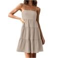 thumbnail image 1 of Vestidos para mujer Vestidos casuales Moda suelta sin mangas Multi-capa plisada Boho Beach Mini vestido sólido Odeerbi ODB-5, 1 of 8