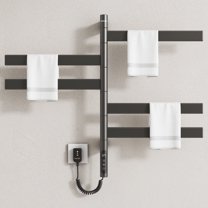 Electric Towel Warmer for Bathroom Wall Mounted, Rotatable Heated Towel Rack with Timer & 4 Temperature Adjustments, Fast Heating Drying Towel Heater for Home SPA Hotel, Gray