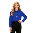 thumbnail image 5 of FYDUU Teens Boys Shirts Solid Color Long Sleeve Dress Shirts Kids Lapel Button Down Tops Formal School Uniform Shirt Back To School Wear 11-12 Years, 5 of 7