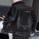 thumbnail image 3 of Chaqueta vaquera con estampado para hombre, abrigos vaqueros para hombre, corte ajustado negro, ropa popular coreana Y2k, novedad en ropa vaquera de diseñador, ropa masculina, 3 of 5