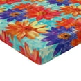 thumbnail image 4 of Ambesonne Flowers Fitted Sheet, Grunge Rustic Effect Blooms, Queen Size, Dark Coral Violet and Blue, 4 of 5