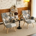 thumbnail image 4 of TEWLOSS Patchwork Accent Chairs Set of 2 Living Room Chairs, Gray, 4 of 9