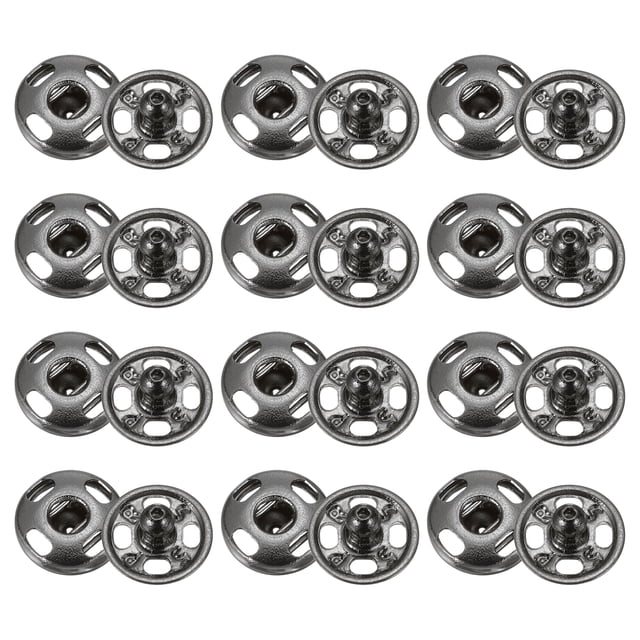 Uxcell 72 Conjuntos de Botones a Presión de 6mm, Botones de Metal Color Gunmetal