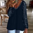 thumbnail image 2 of Tops for Women Trendy Oversized Tee Shirts Women Loose Top Medium Long Sleeve Shirt Athletic T Shirt Woman Half Shirts Fit Stretch Long Sleeve Winter Little Pocket Tunics Running Dark Blue 5XL, 2 of 5