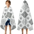 thumbnail image 3 of Pawprints Argyle Hooded Bath Towel，50"x30" for Ages 3 To 12 Kids, Quick Dry Lightweight Soft Microfiber Hood Beach Towel Cover Up for Kids, 3 of 7