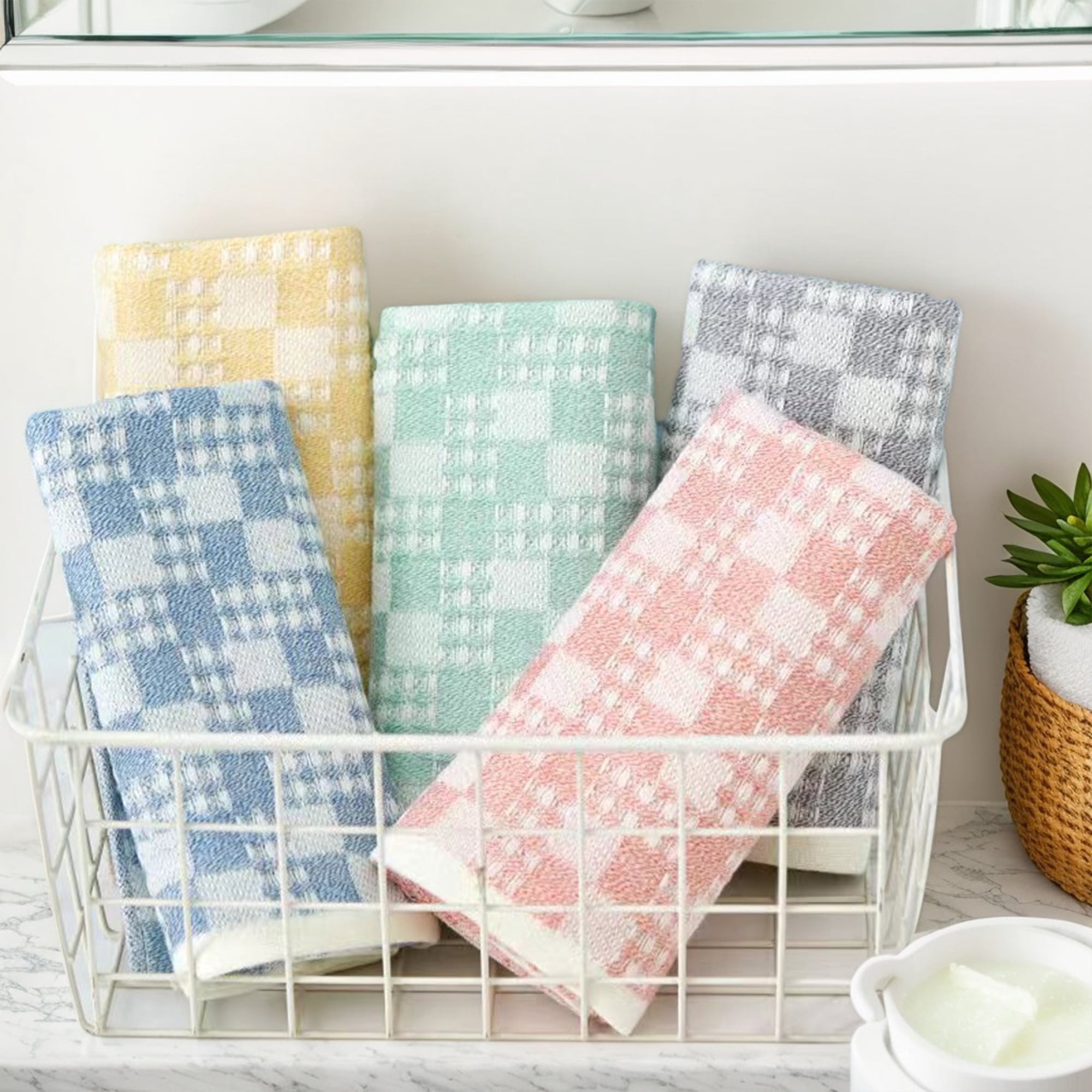 Unique Bargains Waffle Hand Towels Set of 2 Grey 13" x 28"