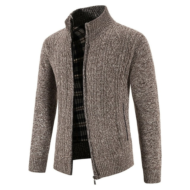 Birdeem Mens Thickened Knitted Sweater Stand Up Collar Sweater Casual Cardigan Jacket