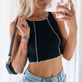 thumbnail image 4 of Top corto con cuello redondo, camisetas sin mangas versátiles, sin mangas, transpirables, con espalda cruzada, para mujeres y niñas, negro S, 4 of 8