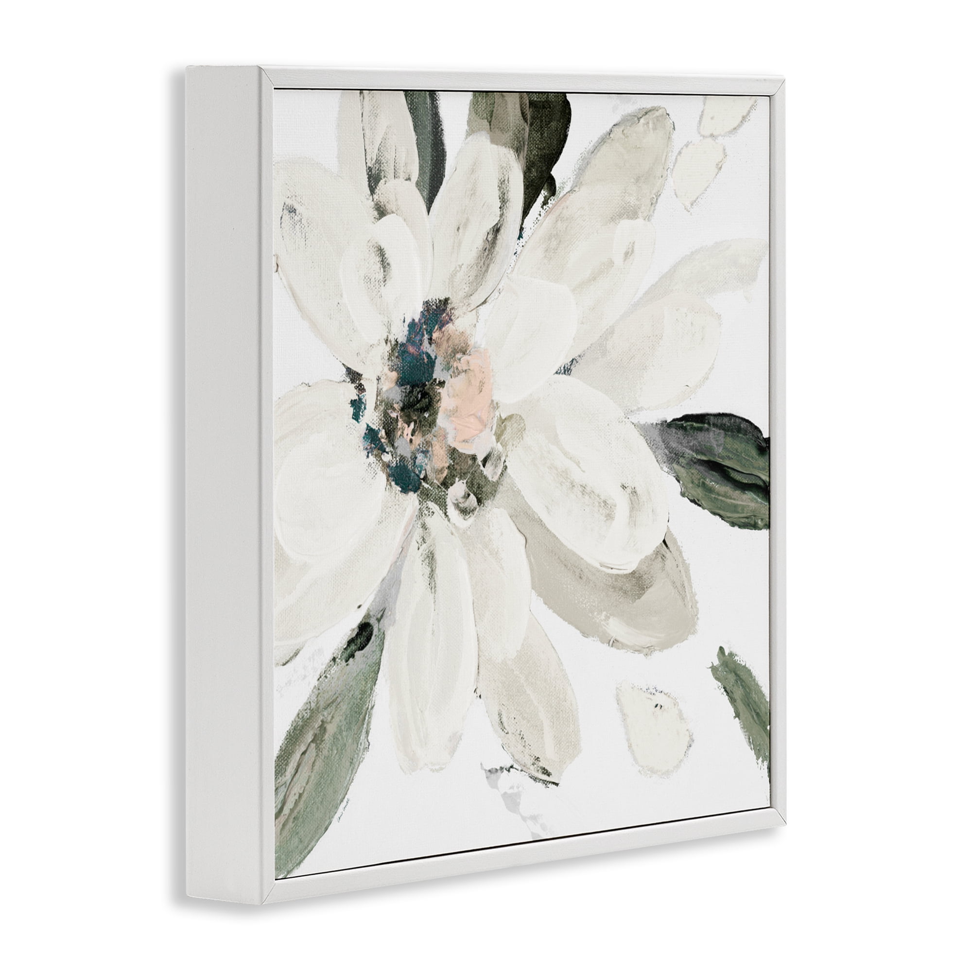 Stupell Industries Naturally Blooming White Flower White Framed Giclee Art, design by Lanie Loreth