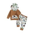 thumbnail image 2 of Aojekbee Boys Autumn 2PCS Outfit Sets Long Sleeve Hooded Tops Chicken/Horse Print Pants Sets, 2 of 10