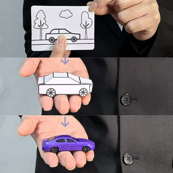 Appearing Car Magic Tricks Card To Paper Car Magician Close Up Street Illusions Gimmicks Mentalism Props Funny Kids