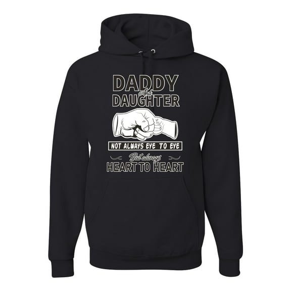 Wild Bobby,Daddy and Daughter Always Heart to Heart Daddys Girl Father Gift, Father's Day, Unisex Graphic Hoodie Sweatshirt, Black, Small