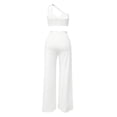 thumbnail image 4 of IUYRTFE Women One Shoulder Sleeveless Top and Wide Leg Pants Set Solid Color 2 Piece Outfit for Vacation Party, 4 of 6