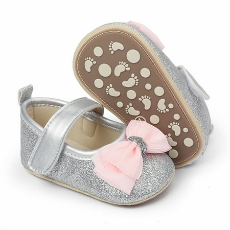 

NEGJ Girls Single Shoes Bowknot Paillette First Walkers Shoes Toddler Sandals Princess Shoes