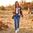 thumbnail image 6 of Vxararl Womens Cute Fall Plaid Flannel Bomber Jacket Zip‑Up Casual Lightweight Long Sleeve Stand Collar Outerwear Jackets with Side Pockets Red M, 6 of 9