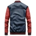 thumbnail image 2 of Men's Faux Leather Jacket Casual Baseball Stand Collar Slim Fit Coat, 2 of 5