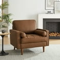 thumbnail image 2 of Armchair, Tufted, Brown, Faux Leather, Living Room Lounge Cafe Lobby Hospitality Restaurant, Modern Contemporary, HB37335, 2 of 9