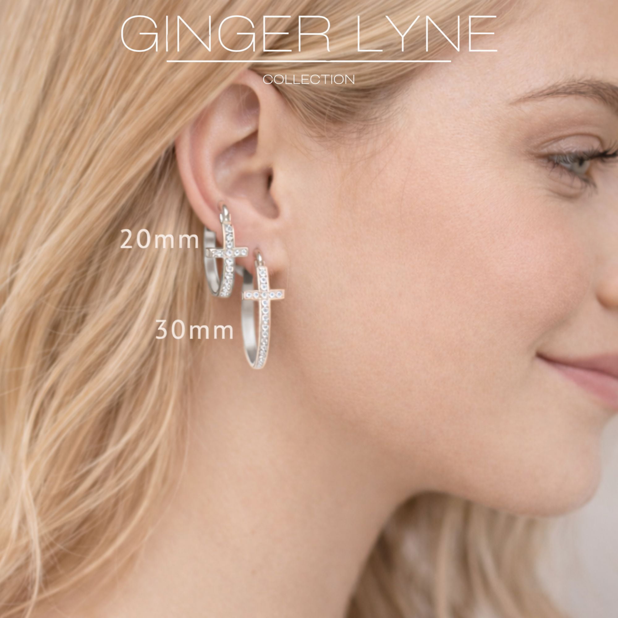 Cross Hoop Earrings for Women Cubic Zirconia Ginger Lyne Collection