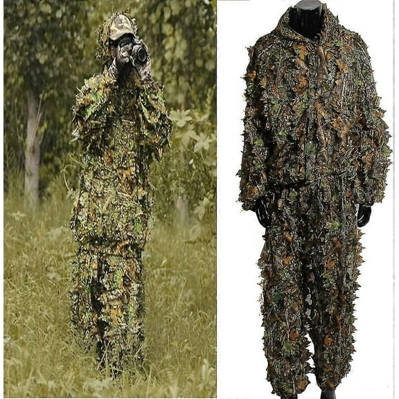 Camo Suits Ghillie Suits 3d Leaves Woodland Camouflage Clothing Army Sniper Military Clothes And Pants For Jungle Hunting, Shooting, Airsoft, Wildlife