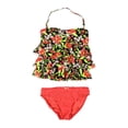 thumbnail image 1 of Island Escape Mujeres Tiered Shaper Pant 2 Piece Bandini, Rojo, 10, 1 of 2