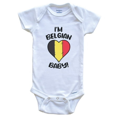 

I m Belgian Baby Funny Belgium Flag Heart Baby Bodysuit 0-3 months white